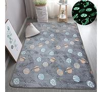 XMwike Luminous Area Rug Glow in The Dark Gray Planet for Kids Anti-Slip Bedroom Living Room Carpets, 120x80cm