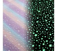 XMwike Luminous Rugs for Bedroom, Glow in the Dark Soft Rug for Kids Room, Unique Area Rugs Carpet Non-slip Washable No Shedding Living Room Rug 200x160, Colorful Rainbow Stars