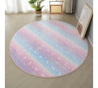 XMwike Round Glow in The Dark Rug 140 cm, Unicorn Luminous Area Rug for Kids Bedroom, Anti-Slip Soft Circle Carpet for Nursery Living Room Playroom Home Decor