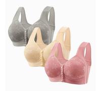 XMWSPO Front Close Bras for Older Women-Nursing Bras Breastfeeding 3 Pack Padded,Plus Size,Wide Straps Floral Push Up Bralette,Comfort Push Up Everyday Bra Activewear C Beige 3XL