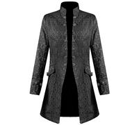 XMWSPO Men's Gothic Long Coat,Steampunk Medieval Jacket,Halloween Costume | Vintage Renaissance Tailcoat,Long Sleeve Plus Size Overcoat,Soild Double Breasted Trench Coats,Fancy Dress
