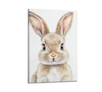 XMXPOSTARS Cute Bunny Portrait - Brown Rabbit Paint Canvas Poster, Attactive Rabbit Wall Art Mordern Prints for Wall Decoration Room Aesthestic 16x24inch(40x60cm) Frame-style