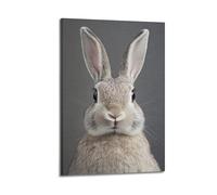 XMXPOSTARS Cute Bunny Portrait Canvas Poster, Attactive Rabbit Wall Art Mordern Prints for Wall Decoration Room Aesthestic 24x36inch(60x90cm) Frame-style