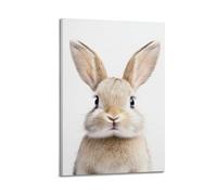 XMXPOSTARS Cute Bunny Portrait Canvas Poster, Attactive Rabbit Wall Art Mordern Prints for Wall Decoration Room Aesthestic 12x18inch(30x45cm) Frame-style