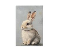 XMXPOSTARS Cute Bunny Portrait Paint Canvas Poster, Attactive Rabbit Wall Art Mordern Prints for Wall Decoration Room Aesthestic 12x18inch(30x45cm) Unframe-style