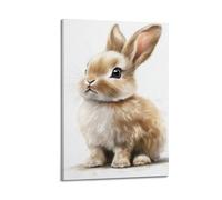 XMXPOSTARS Cute Bunny Portrait Paint Canvas Poster, Attactive Rabbit Wall Art Mordern Prints for Wall Decoration Room Aesthestic 12x18inch(30x45cm) Frame-style