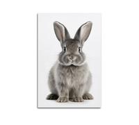 XMXPOSTARS Cute Grey Bunny Portrait Canvas Poster, Attactive Rabbit Wall Art Mordern Prints for Wall Decoration Room Aesthestic 12x18inch(30x45cm) Unframe-style