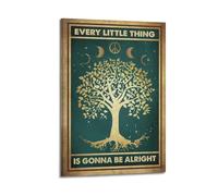 XMXPOSTARS Every Little Thing Is Gonna Be Alright -Hippie Poster, Vintage Canvas Wall Art Inspirational Printing for Wall Decoration Room Aesthestic 16x24inch(40x60cm) Frame-style-1