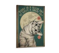XMXPOSTARS Funny Cat-Today Is Good Day,To Have A Great Day Poster, Vintage Canvas Wall Art Inspirational Printing for Wall Decoration Room Aesthestic 20x30inch(50x75cm) Frame-style-2
