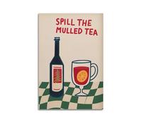 XMXPOSTARS Funny Christmas Printable Quote Spill The Mulled Tea Motivational Poster, Vintage Xmas Canvas Wall Art Warm Printing for Wall Decoration Room Aesthestic 12x18inch(30x45cm) Unframe-style-1