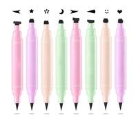 XMXueMei Double Side Liquid Winged Eyeliner Stamp,Smudge Proof Waterproof Eye Liner Pen Set,Long-Lasting Eye Liner Face Makeup,Star Flowers Hearts Triangle Black Eyeliner Stamp Pencil（8PCS）