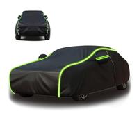 XMYAN Full Car Cover for Polo, Waterproof Breathable Car Cover with Zip and Reflective Strips Rain Sun Dust All Weather Protection Scratch Snow Heat Resistant, Fit Sedan (Black)