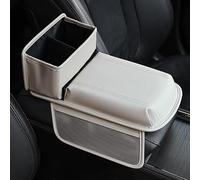 XMYCD Car Armrest Cushion for BMW iX3 Electrique G08 2021-2023, Upgraded PU Leather Car Arm Rest Cover with Cup Holder and Storage Bag, Car Accessories,White