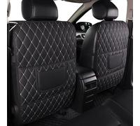 XMYCD Car Pu Leather Anti-Kick Protector Mats for Range Rover Velar 2017-2020, Front seat back pad Waterproof Anti Dirt Mud Protection, Car Accessories,Black Beige-fullpackage