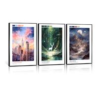 Xmyegeyeee Framed 3-Piece Poster Featuring Sarah J Maas, Sarah Maas, Akotar, Wall Art, Crescent City, Throne of Glass, Canvas Art, Fantasy Books, Art Piece for Library, 12 x 16 inches