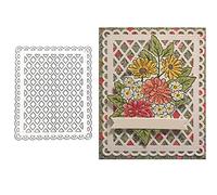 Grid Background Rectangle Metal Die Cuts, Net Lace Frame Cutting Dies Cut Stencils for DIY Scrapbooking Album Decorative Embossing Paper Dies Card Making