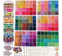 XMZCOLA Clay Beads for Bracelets Making Kit, 18800 Pcs 144 Colors 6mm Flat Polymer Heishi Beads Kit, Jewelry Making Supplies Beads,Crafts Gifts Set for Girls Teens Age 8-12(144 Colors)