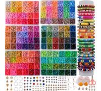 XMZCOLA Clay Beads for Bracelets Making Kit, 18800 Pcs 144 Colors 6mm Flat Polymer Heishi Beads Kit, Jewelry Making Supplies Beads,Crafts Gift Set for Christmas Party Gifts (144colors)