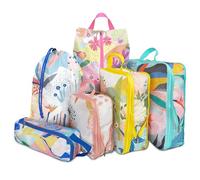 Xmzsdz 6 Pcs Compression Packing Cubes for Travel Suitcases, Waterproof Luggage Organizer Bags Set, Washable Packaging Cubes for Women Backpack Travel Perfect for Carry-Ons and Storage