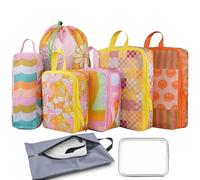 Xmzsdz Compression Packing Cubes, Packing Cubes for Travel, Waterproof Luggage Organizer Bags Set, Cute Packaging Cubes for Women Kids Backpack Carry-Ons, Macaron Color, 8 Set