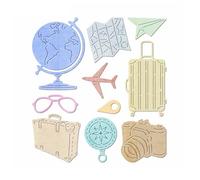 XMZZMX Globe Suitcase Camera Travel Die Cuts for Card Making, Paper Embossing Metal Cutting Dies Kit Templates, Storage Pockets Supplies, Photo Frame Album DIY Scrapbooking Stencils Sets