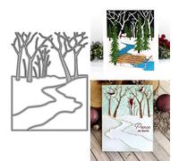 XMZZMX River Background Panel Tree Branches Border Metal Cutting Dies for Card Making, Paper Embossing Die Cuts Kit Templates Supplies, Photo Frame Album DIY Scrapbooking Stencils Sets