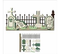 XMZZMX Shadow Halloween Graveyard Fence Metal Cutting Dies for Card Making, Paper Embossing Die-Cuts Kit Storage Pockets Supplies, Scrapbooking Stencils