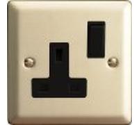 XN4B - Varilight - Classic - Satin Chrome - 1 Gang 13A Double Plug Socket - Black Inserts