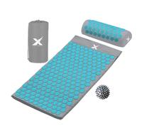 Xn8 Acupressure Mat & Pillow, Spiky Acupuncture Mat for Anxiety, Stress Relief, Back Pain, Muscle Relaxation & Recovery, Portable Reflexology Matt with Carry Bag for Men & Women, Grey-Turquoise