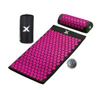 Xn8 Acupressure Mat & Pillow, Spiky Acupuncture Mat for Anxiety, Stress Relief, Back Pain, Muscle Relaxation & Recovery, Portable Reflexology Matt with Carry Bag for Men & Women, Black-Pink
