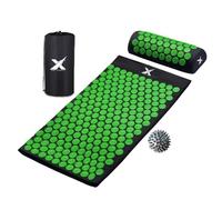 Xn8 Acupressure Mat & Pillow, Spiky Acupuncture Mat for Anxiety, Stress Relief, Back Pain, Muscle Relaxation & Recovery, Portable Reflexology Matt with Carry Bag for Men & Women, Black-Green
