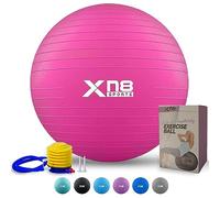 Xn8 Exercise Ball - Extra Thick Gym Ball for Pilates, Core Strength, Improved Balance & Stability, Anti Burst Swiss Ball With Quick Pump, Heavy Duty Yoga for Men & Women, Pink 65cm
