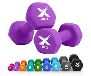 XN8 Neoprene Dumbbell Set, Non-Slip Dumbbells Pair of 0.5kg-10kg Hand Weights, Home Gym Strength Training Weights for Men & Women, Aerobics, Pilates, Body Toning, Arm, Biceps & Fitness Exercises
