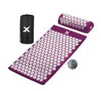 Xn8 Shakti Acupressure Mat & Pillow, Spiky Acupuncture Mat for Anxiety, Stress Relief, Back Pain, Muscle Relaxation & Recovery, Portable Reflexology Matt with Carry Bag for Men & Women, Purple-White