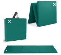 Xn8 Sports Tri-Fold Gymnastics Acro Tumble Mat -6cm Thick & 6Ft Long Foldable Gymnastic Exercise Crash Mats for Kids & Adults Non-Slip PU Leather Folding Gym Mat with Carrying Handles for Yoga Pilates