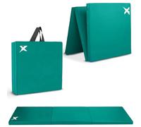Xn8 Sports Tri-Fold Gymnastics Tumble Mat - 6cm Thick & 6Ft Long Foldable Gymnastic Exercise Mat for Kids and Adults- Non Slip PU Leather Surface Crash Mat with Carrying Handles for Yoga Pilates