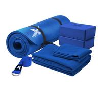 Xn8 Yoga Starter Set - 6-Piece Yoga Mat Set Included NBR Pilates Mat, Stretching Block, Yoga Towels & Strap - Complete Yoga Starter Kit for Beginners - Blue