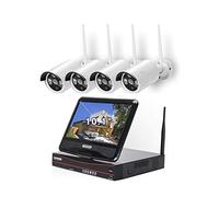 XNASU 3MP Wireless WiFi Camera System with NVR Monitor, Commercial CCTV Camera Kit, H.265 Home Security NVR Kit with Audio, Night Vision, Remote Viewing(4CH)