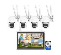 XNASU 4MP Wireless WiFi PTZ Security Camera System with 4 10x Zoom Cameras and 1T Hard Drive, Home Surveillance NVR Kit with Color Night Vision, Motion Detection