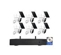 XNASU 4MP Wireless WiFi Security Camera System with 6 Solar Power Cameras and 2T Hard Drive, Waterproof Solar Surveillance NVR Kit with Two-Way Audio, Motion Detection