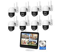 XNASU Wireless Home Security PTZ Cameras System WiFi with Monitor, 4MP Commercial Surveillance NVR Kit with 2-Way Audio, Motion Detection, with 2T Hard Drive