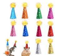 XNBTFK 10 Pcs Mini Party Hats for Toy Animals, Mini Toys, Tiny Hat for Crafts Doll Headwear Hamster Bird, Adjustable Headbands Birthday Hats for Kittens Rabbits Dogs Small Animals Friends