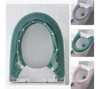XNBTFK 3 PCS Padded Toilet Seat Covers Elongated and Round for Bathroom Sets, Reusable, Keep Warm (Green, Gray, Pink)