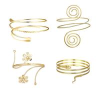XNBTFK 4 PCS Gold Arm Cuff Set, Stylish Arm Bracelet for Women, Adjustable Upper Arm Jewelry for Special Occasions and Daily Wear, Gold Arm Cuff Upper Arm Bangle