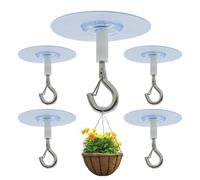 XNBTFK 5 PCS Self-Adhesive Ceiling Hooks, Heavy Duty Ceiling Hooks for Hanging Plants, Lights, Wind Chimes, and More - No Drilling Required, Easy to Install