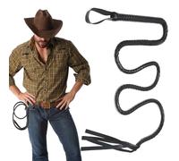 XNBTFK Indiana Jones Costume, Lasso Rope Cowboy, Black Long Whip, Bull Whip, Suitable for Halloween, Wildlife Parks, and Adventurers in the Wild West, Accessory Whips