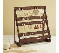 XNBTFK Jewellery Stand, Earring Storage Organiser for Women, Wooden Earring Holder with 50 Holes, Earring Display Stand for Studs and Dangles, Compact Design for Dressing Table or Travel
