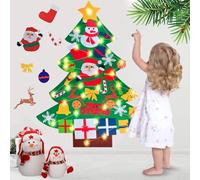 Xndryan 3.28ft Felt Christmas Tree for Kids - DIY Wall Hanging Xmas Tree With Lights and 30Pcs Ornaments - Toddler Holiday Decorations