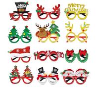 Xndryan Christmas Glasses Glitter Party Glasses Frames, 12 Pack Novelty Xmas Glasses Party Eyeglasses Fancy Dress Costume Eyewear Christmas Decoration Eyeglasses for Christmas Parties New Year