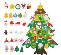 Xndryan Felt Christmas Tree for Kids, DIY Felt Xmas Tree with 28pcs Ornaments and 50 LED String Lights, Great Hanging Christmas Decorations Xmas Gifts for Kids